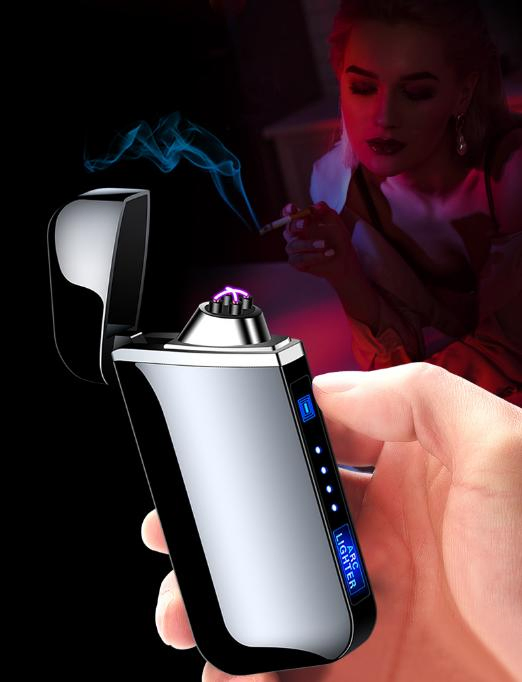 Rechargeable Lighter LCD Touch Switch Double Arc Power Display USB Advertising