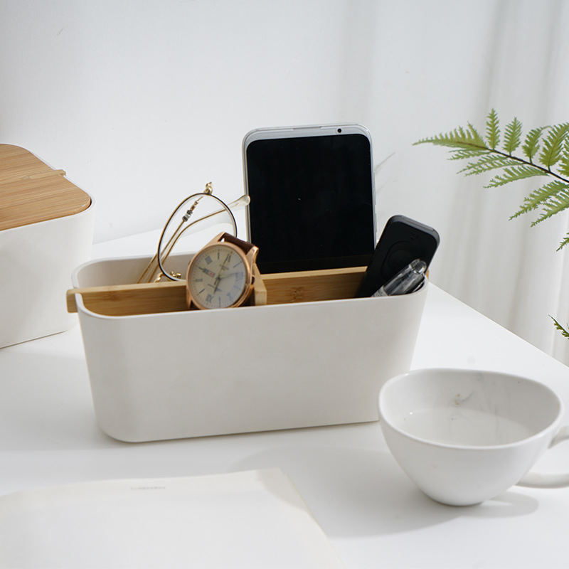 Modern Detachable Rectangle Design Bamboo Wood Desktop Organizer with Compartments