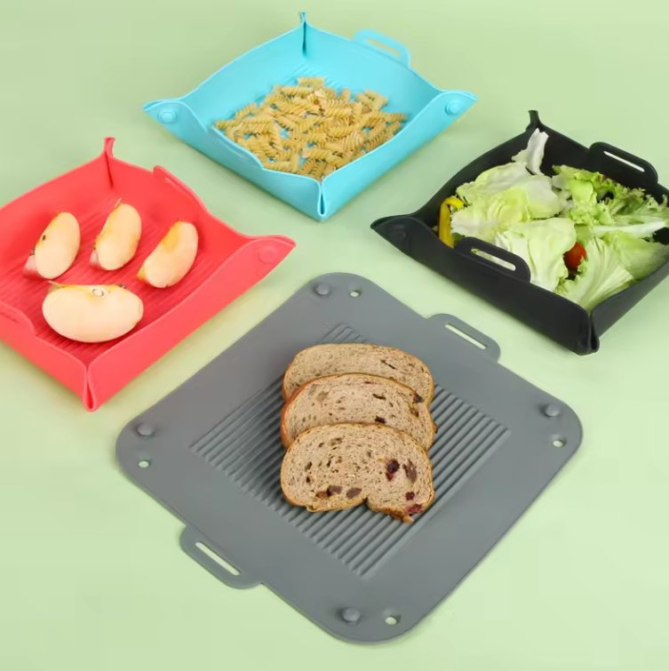 Reusable Food Safe Non-Stick Air Fryer Basket Oven Accessories Silicon Air Fryer Tray