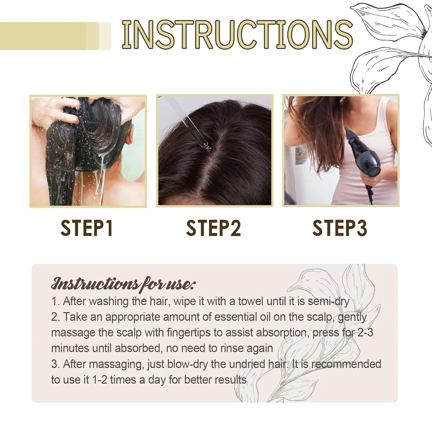 Private Label Natural Organic Rosemary Hair Growth Oil Hair Regrowth Treatment Scalp Care Massage Hair Scalp Oil