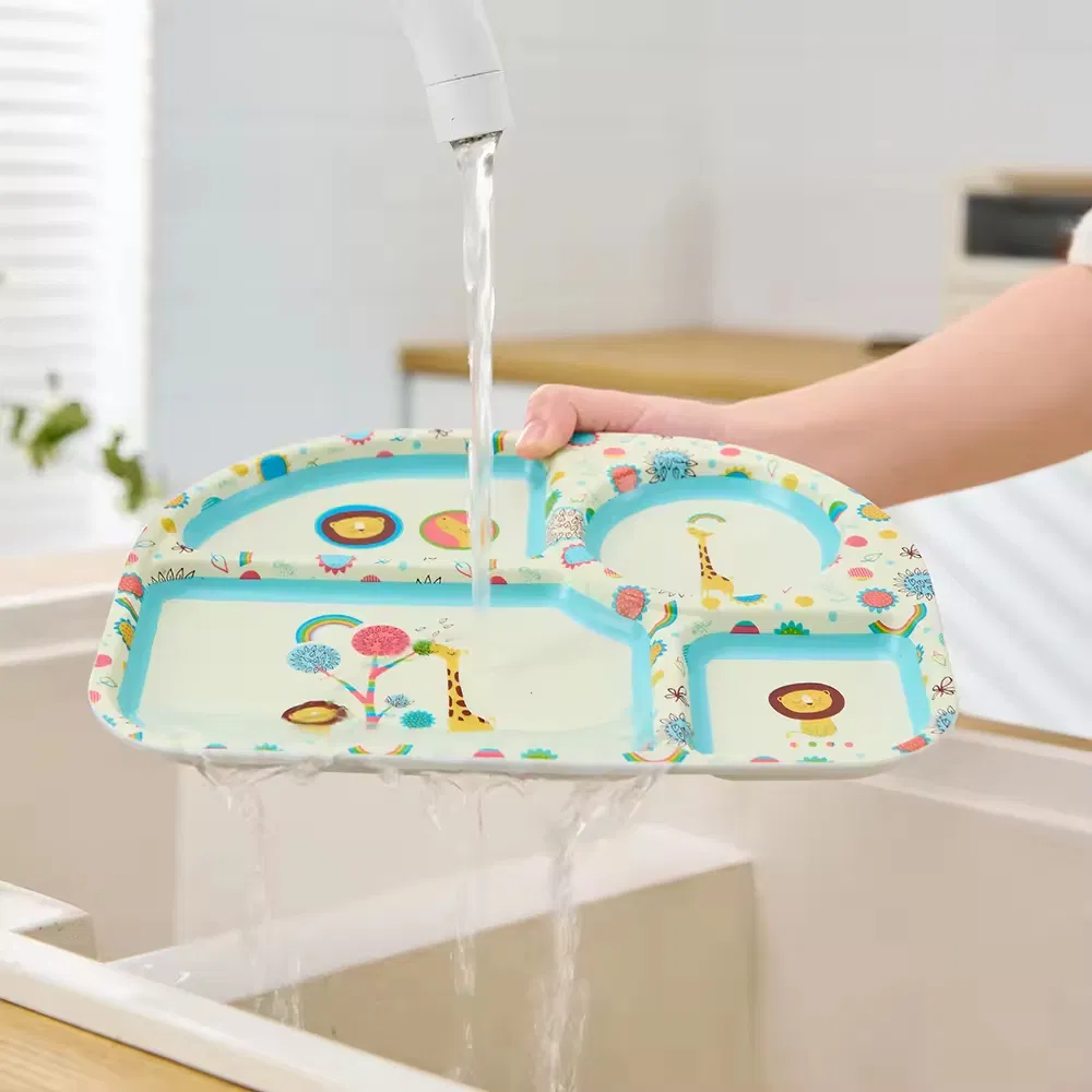 Eco-Friendly RPET Kids Food Plate Set Durable Plastic Tableware for Healthy Eating