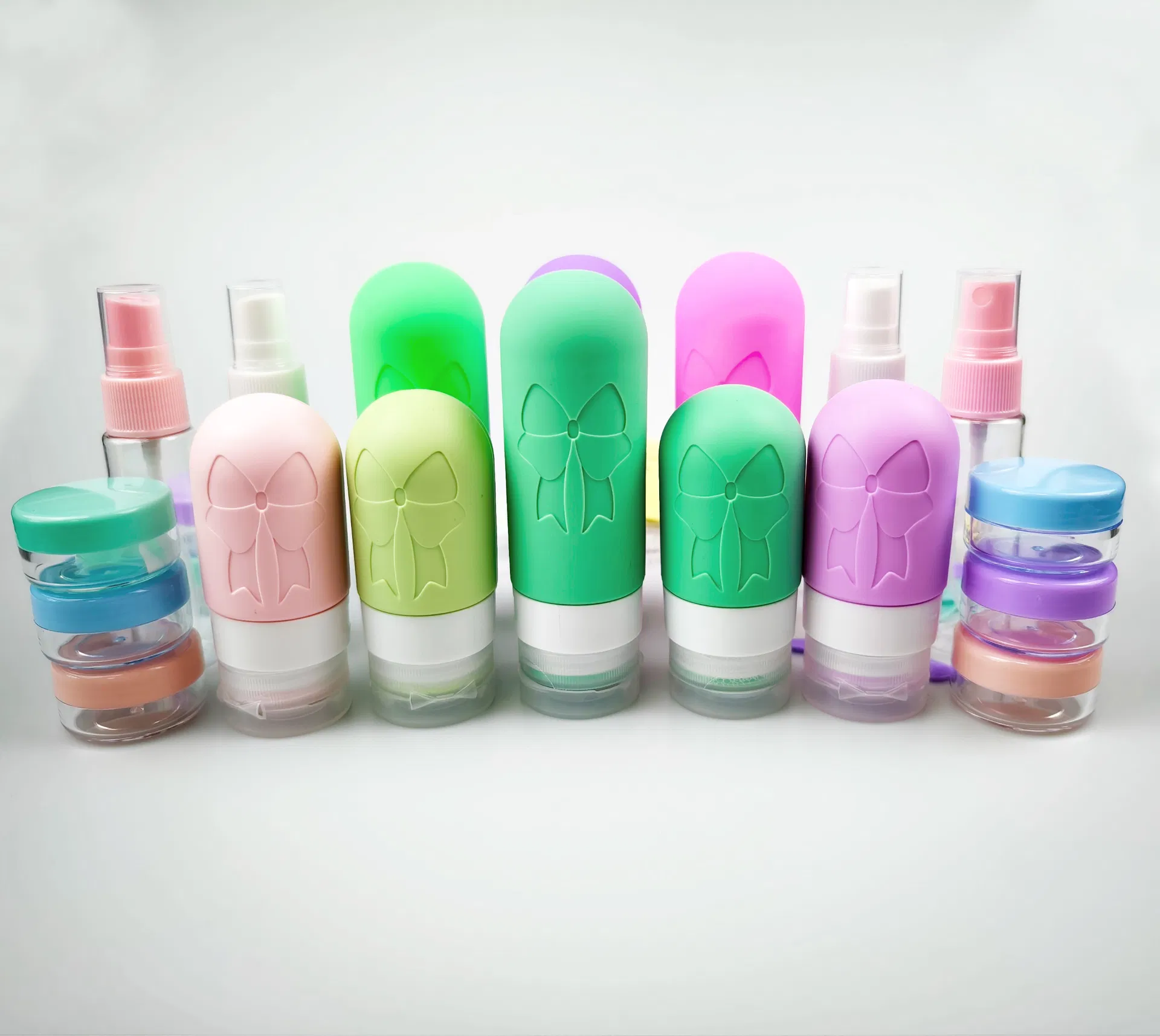 Portable Cosmetic Body Wash Shampoo Squeezed Empty Silicone Bottle Set for Travel