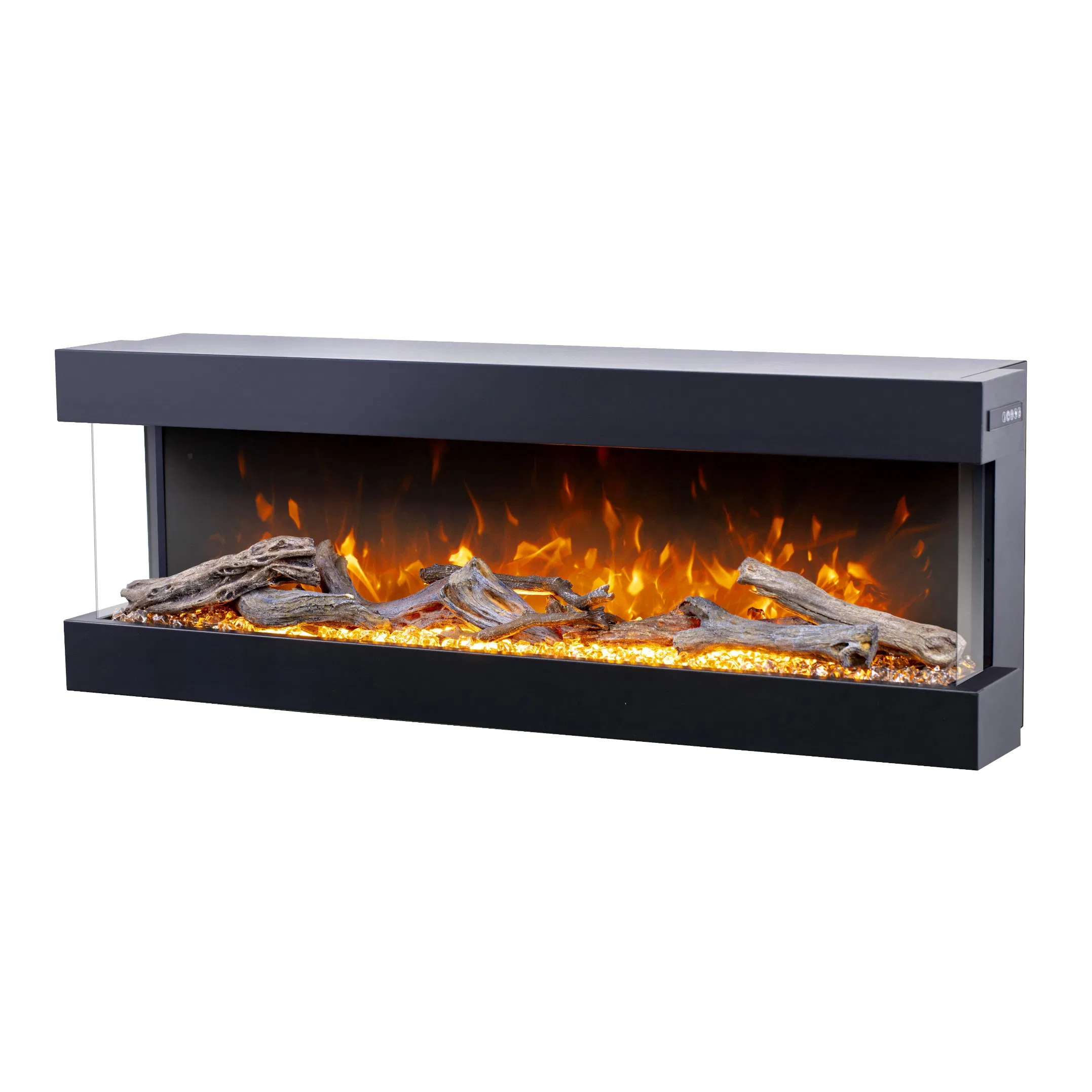 Modern Artificial Flame Wall Mounted Insert Indoor Remote 3 Sides Electric Fireplace