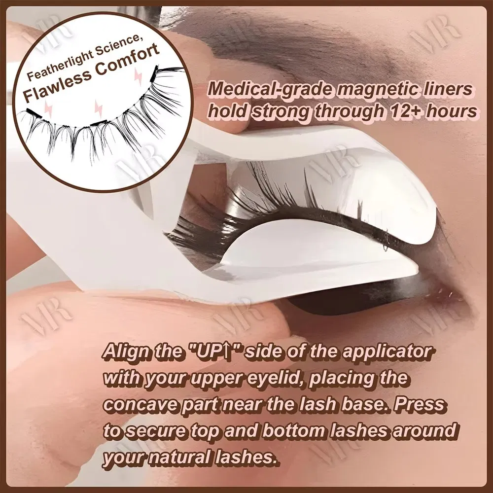 3 Magnets Magnetic Eyelashes Reusable Natural Wispy Magnetic False Eyelashes No Glue Needed Magnet Lashes with Applicator