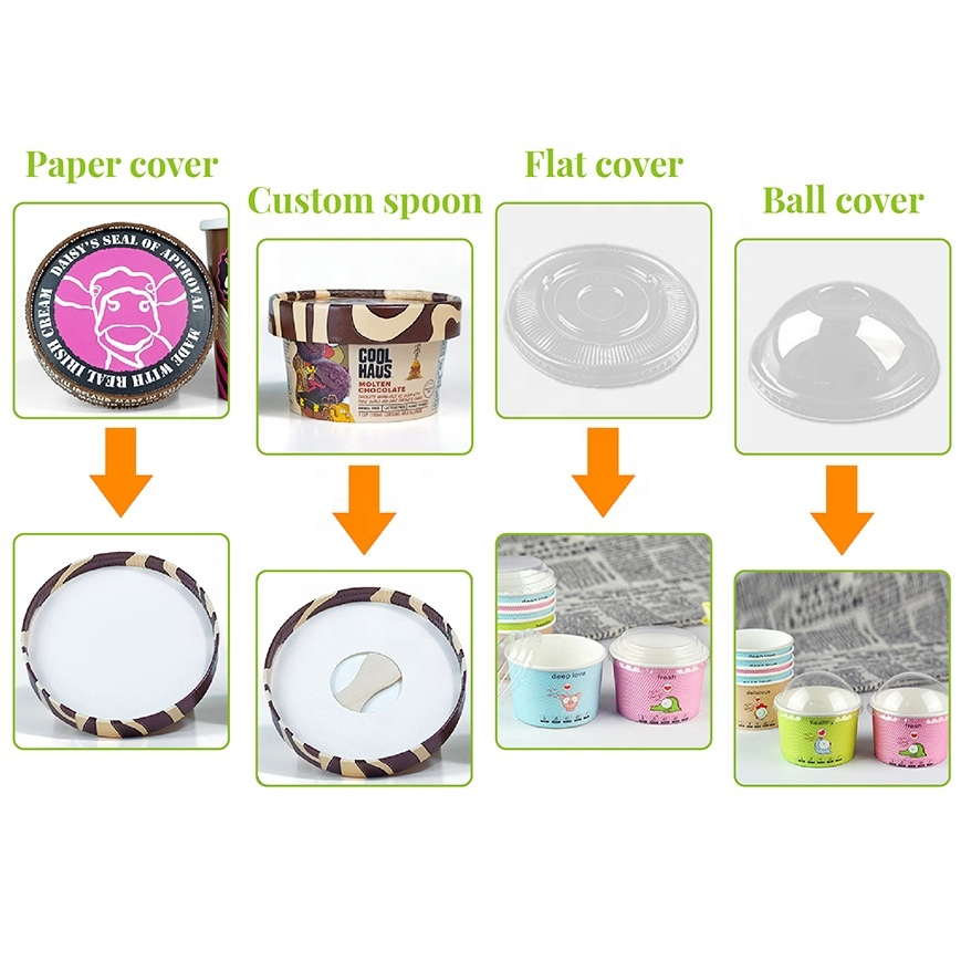Custom Disposable Paper Cup for Ice Cream Packaging Ice Cream Paper Cup