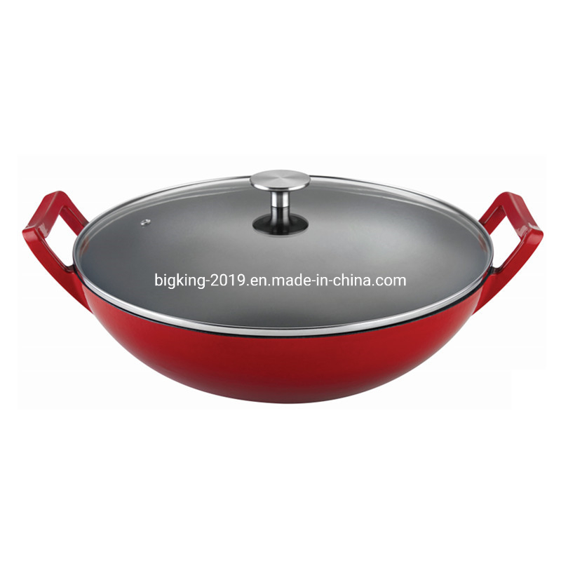 Cast Iron Enamel Casserole with Double Ears Wok 36 Cm