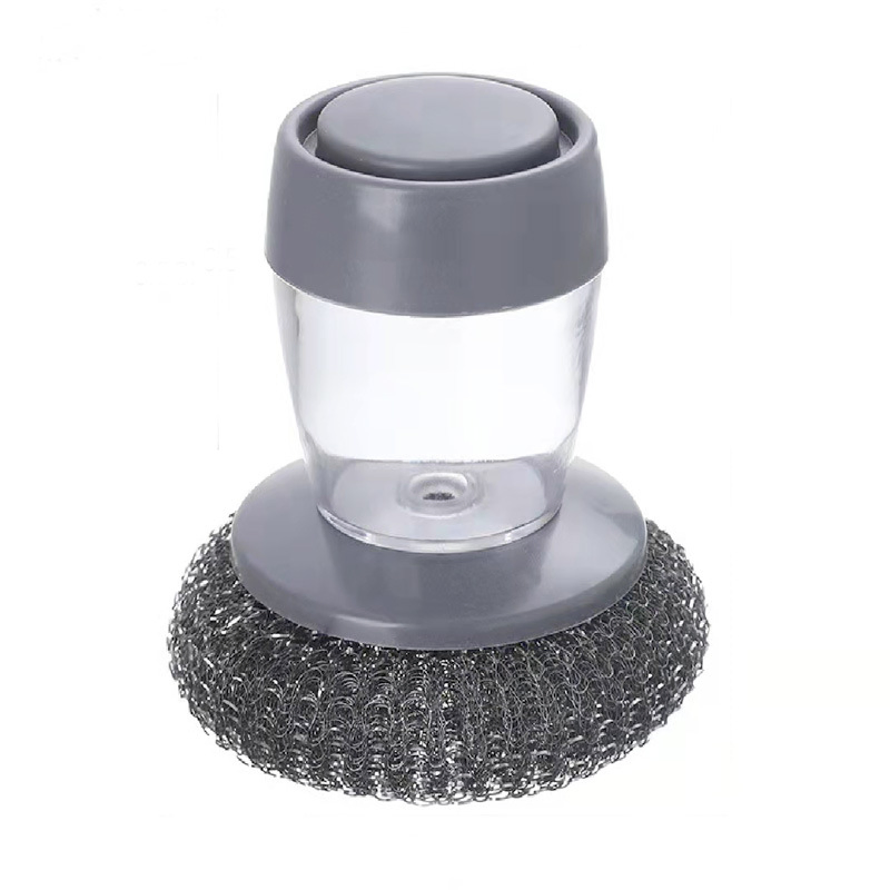 Press Type Automatic Filling Pot Washing Kitchen Household Cleaning Brush Wire Ball