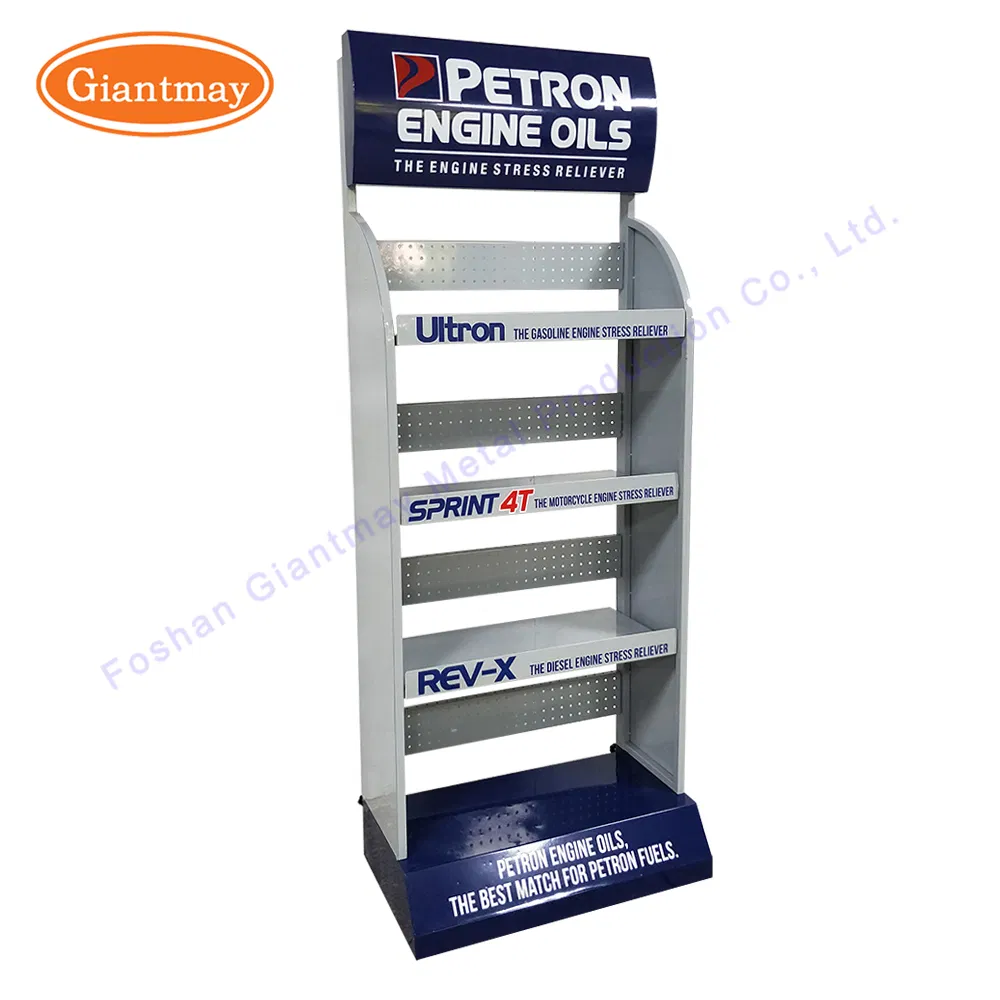 4 Tiers Metal Lubricant Engine Oil Display Rack Shelf Stand