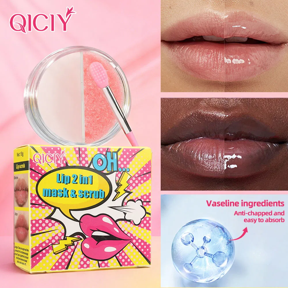 Qiciy 18g 2-in-1 Lip Mask Scrub Makeup Lip Balm