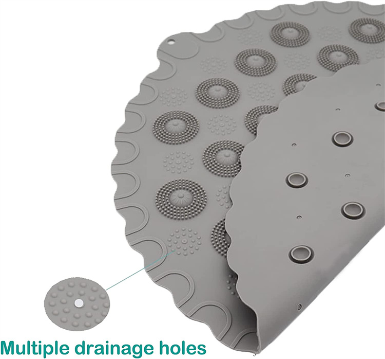 Non Slip Round Silicone Shower Bath Massage Mat with Suction Cup