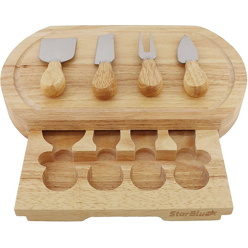 Деревянная сырная доска с ножами