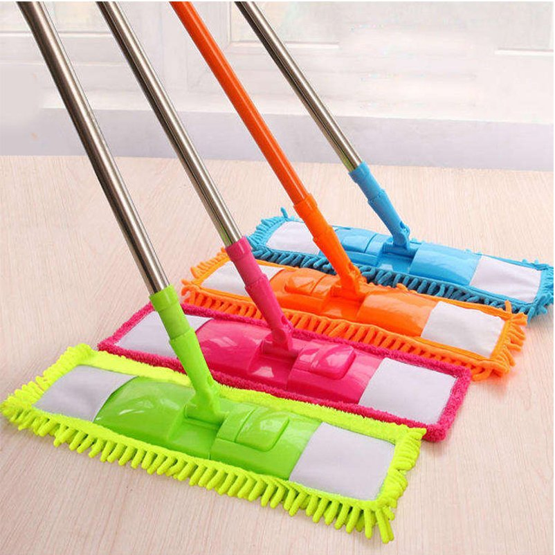 Modern Colorful Flat Mop Stainless Steel Handle Reusable Chenille Pad Mop