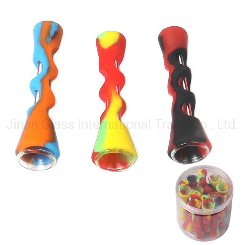 Silicone Smoking Pipe Silicone Smoking Pipe Glass Cigarette Hand Pipes Portable Mini Tobacco Pipe Cigarettes Holder