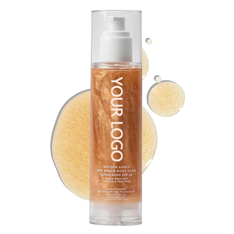 Beauty Cosmetics Skin Care SPF 45 UV Protection Sunscreen Gold Shimmer Mica Sun Shield Body Glow