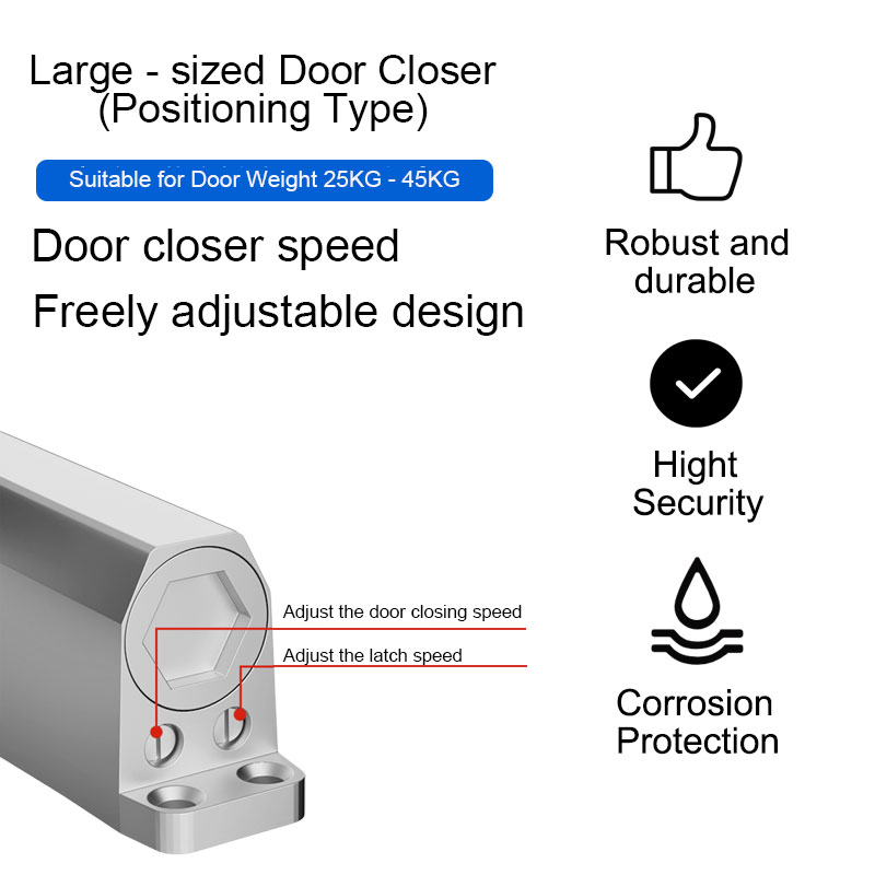 Heavy Duty Positioning Large Door Closer 90kg Load Capacity Commercial Grade