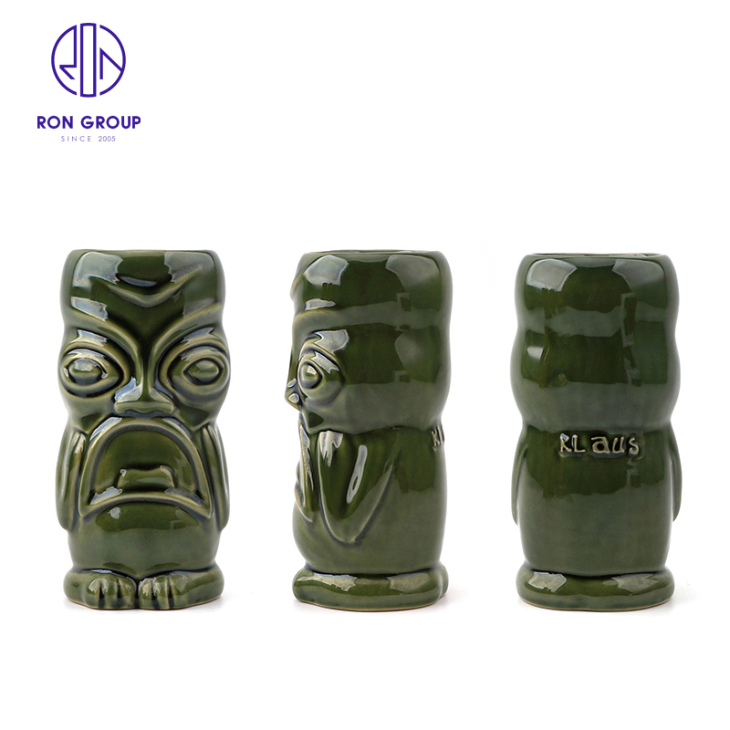 China Wholesale blue Green Tiki Mug Ceramic Tea Cup Drinkware Tableware for Restaurant Hotel
