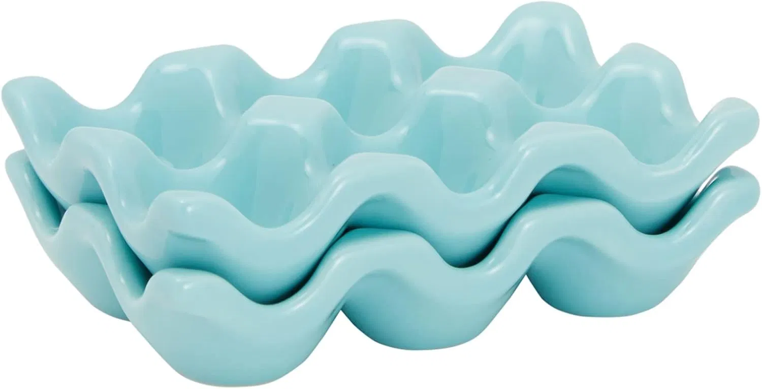 Commonly Used Green Porcelain Egg Plate Holds 12 Eggs