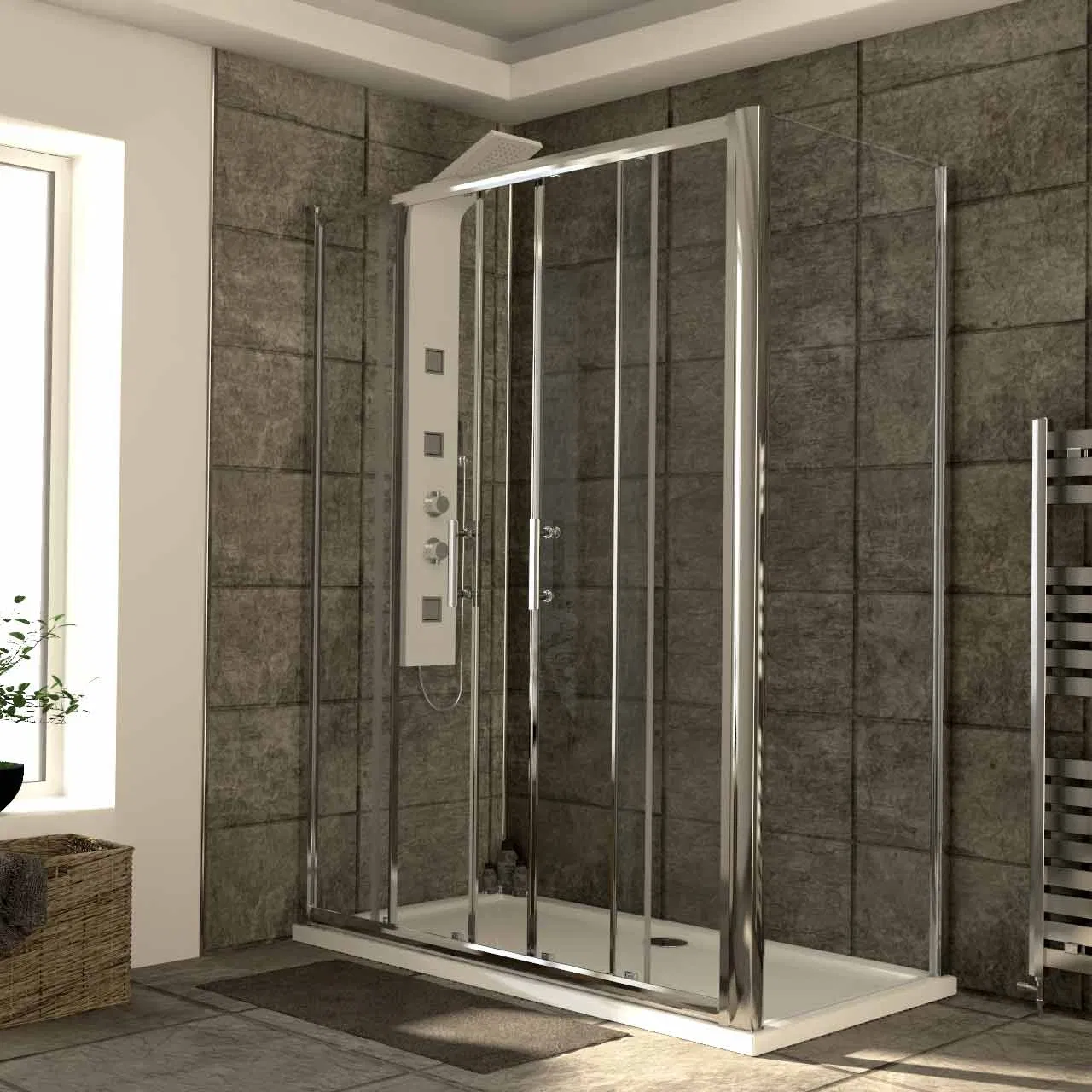Simple Bathroom Shower Rooms Tempered Glass Shower Cabin Door