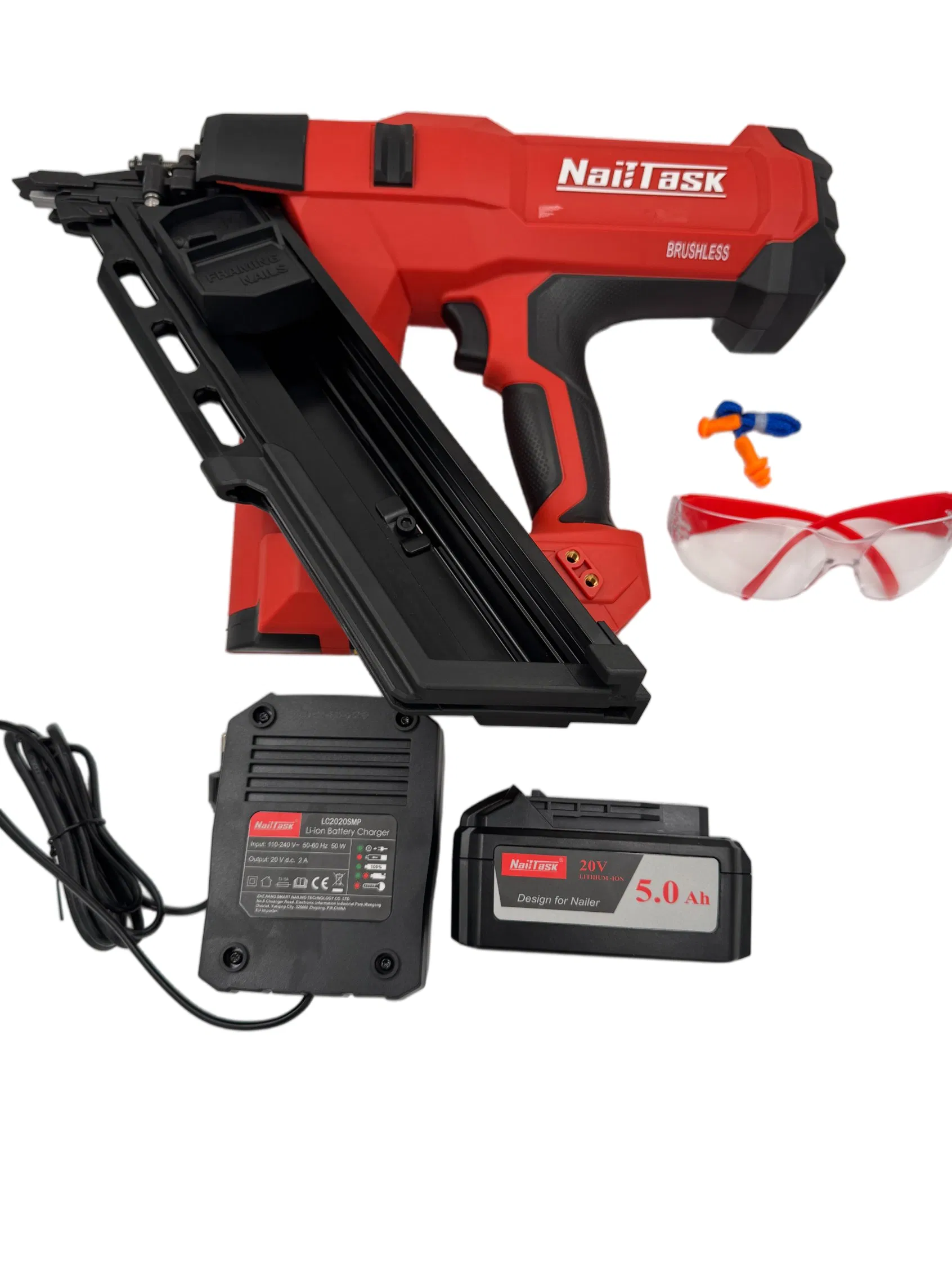 20V Brushless Cordless Paper Strip Framing Nailer Dcfn110-3490, 34° Lithium Battery Powered Nail Gun 110 Joules