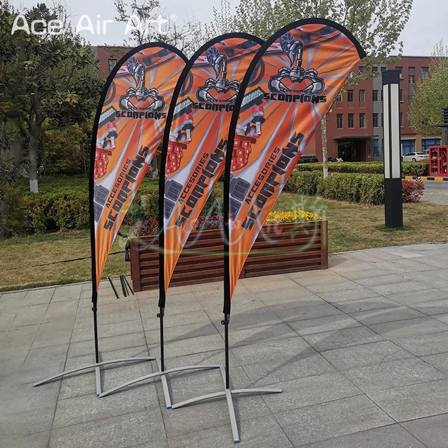 Teardrop Beach Flag and Flagpole with Base Graphic Custom Printed Banner Outdoor Advertising Promotion Event Camping Decoration