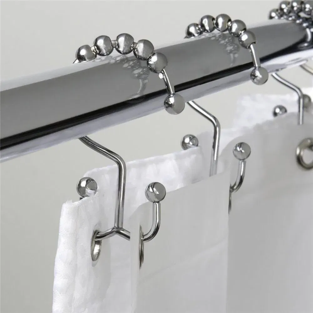 Double Roller Glide Hook Metal Shower Curtain Hooks