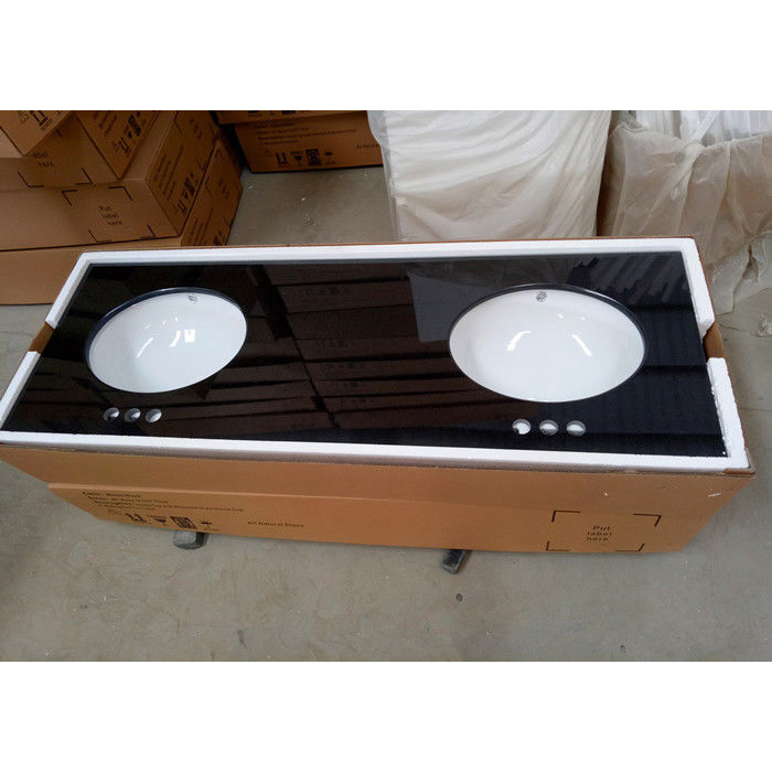 Shanxi Black Granite Slabs for Basin Bathroom Vanity Tops with Backsplash