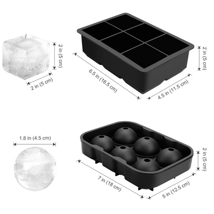 High Quality BPA Free 6 Cavity Silicone Ice Cube Maker Mold Tray