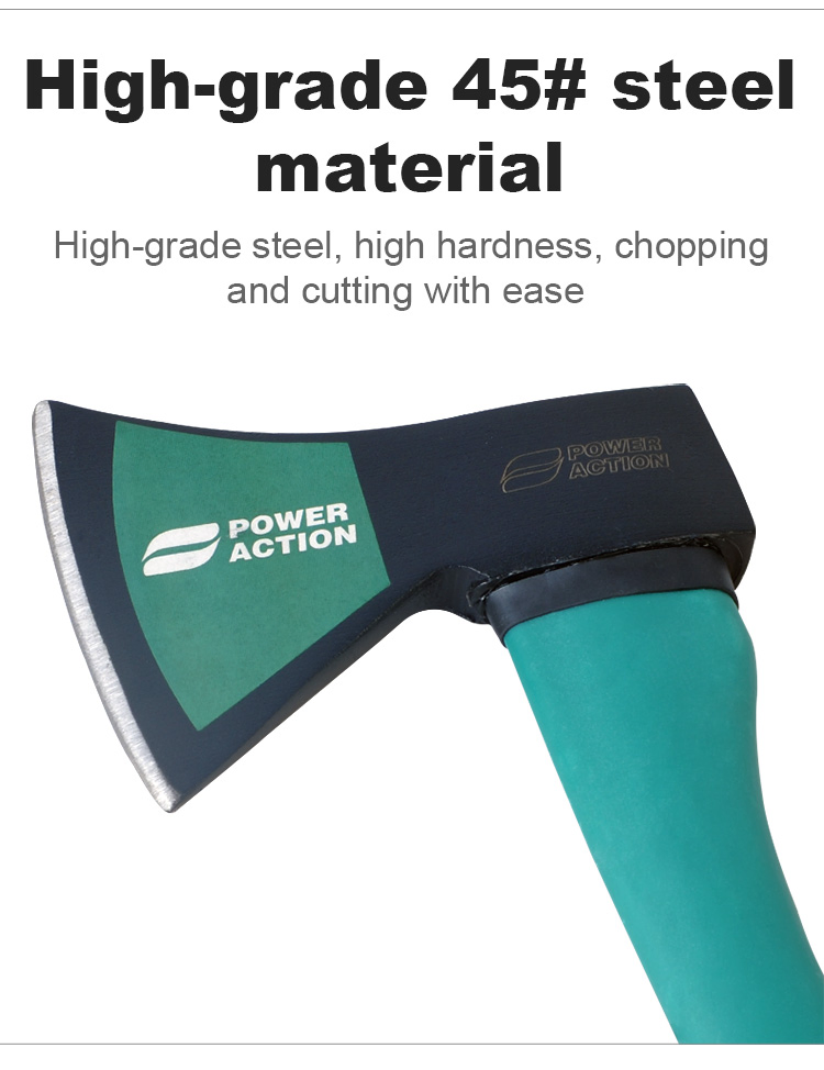 Power Action Multi-Purpose Forged Carbon Steel Axe with Rubber Handle
