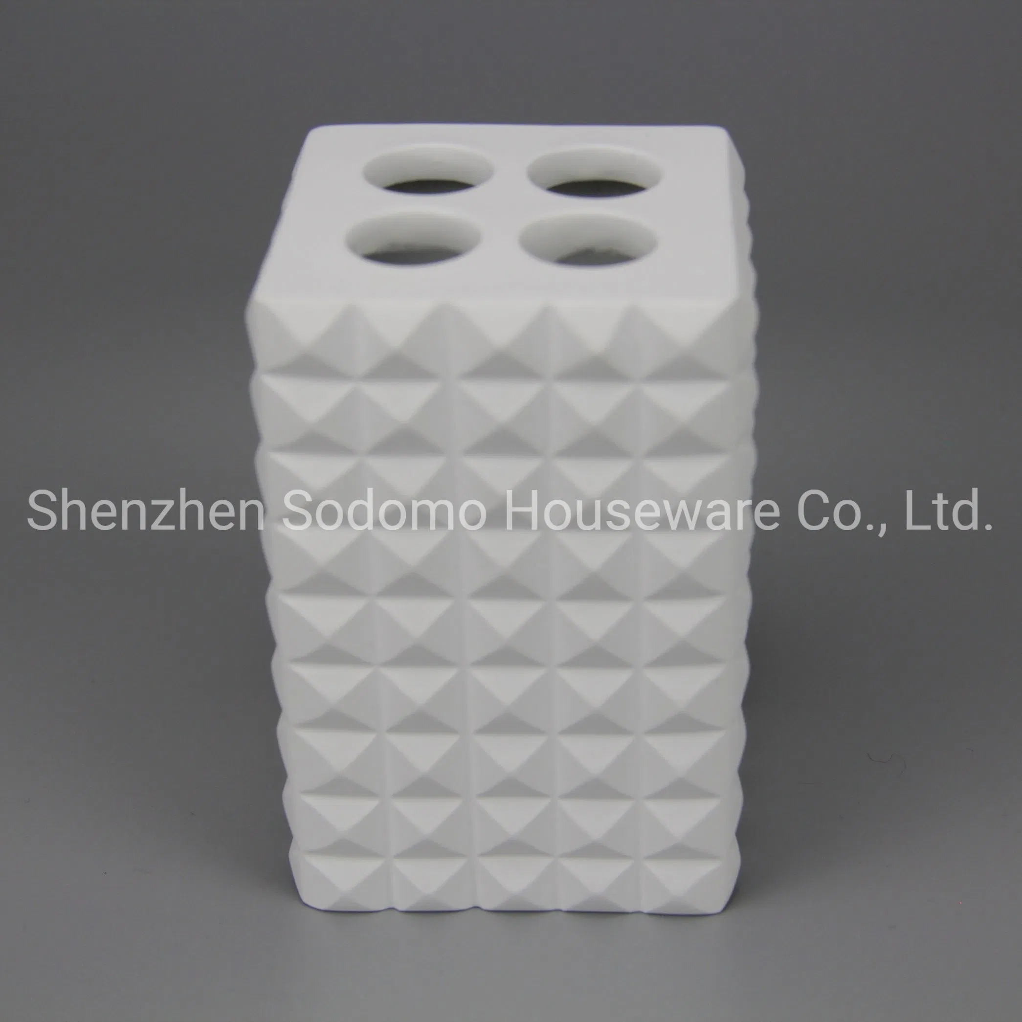 Modern Design Top Selling Polyresin Bathroom Toothbrush Holder (BP1422-WP)