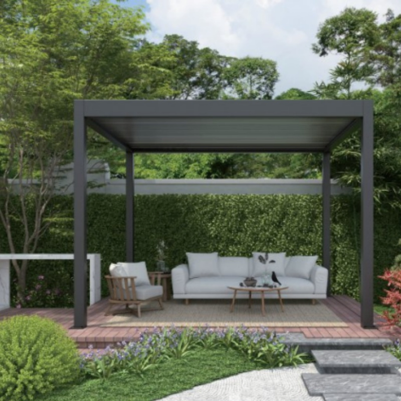 Fashionable Sunroom Automatic Pergola Gazebo Pavilion Aluminum Alloy Flip Louver Pavilion