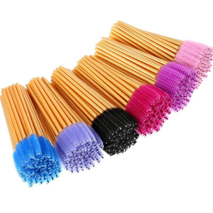 Eco Disposable Spoolie Golden Handle Eyelash Mascara Brushes Black Pink and Gold Lash Extension Mascara Wands