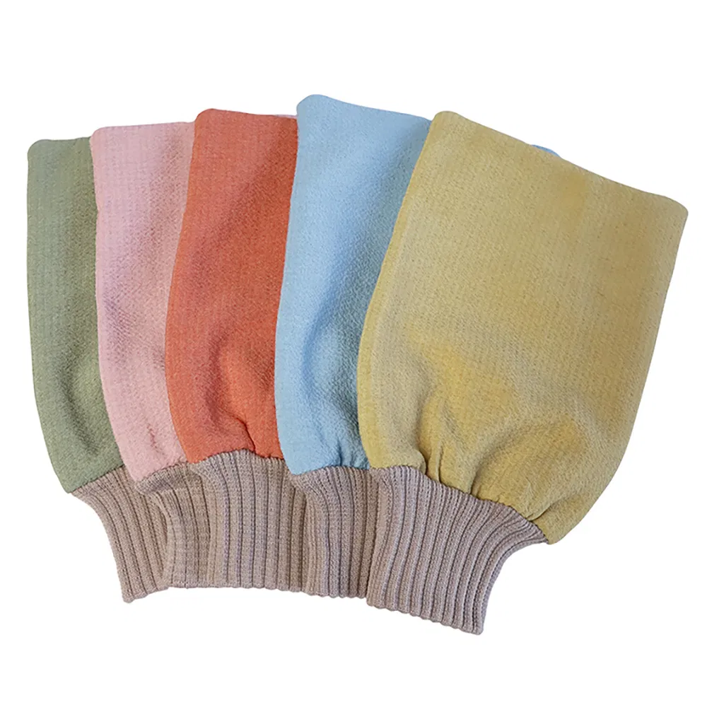 Colorful 100% Natural Korean Exfoliating Glove Scrubbing Gloves for Bath Body Exfoliating Glove