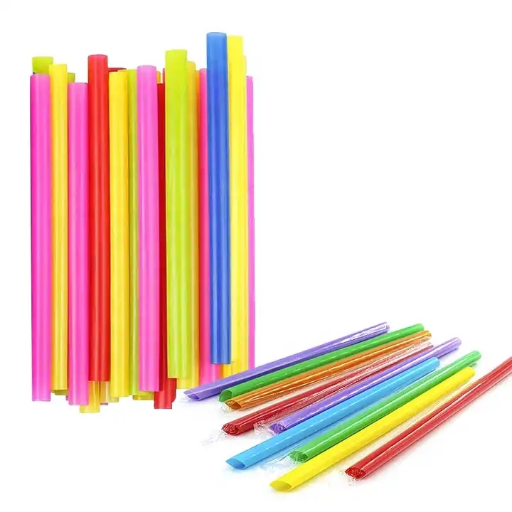 Wholesale Food Grade Art Colored Food Drade Drinking Straws Telescopic Disposable Plastic Boba Bubble Tea Straw