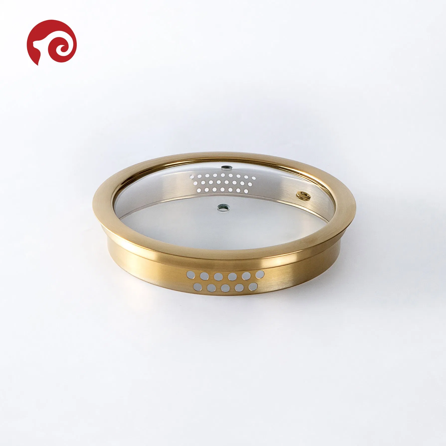 Electroplated Stainless Steel Ring Golden PVD Tempered Glass Lids for Cookware Parts Pot