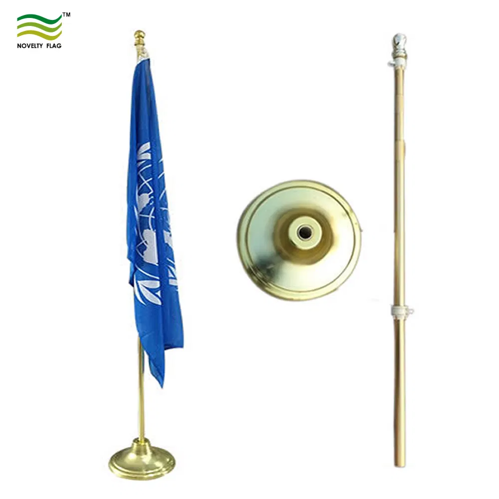Indoor 235cm High Aluminum Golden Silver Office Telescopic Flagpole