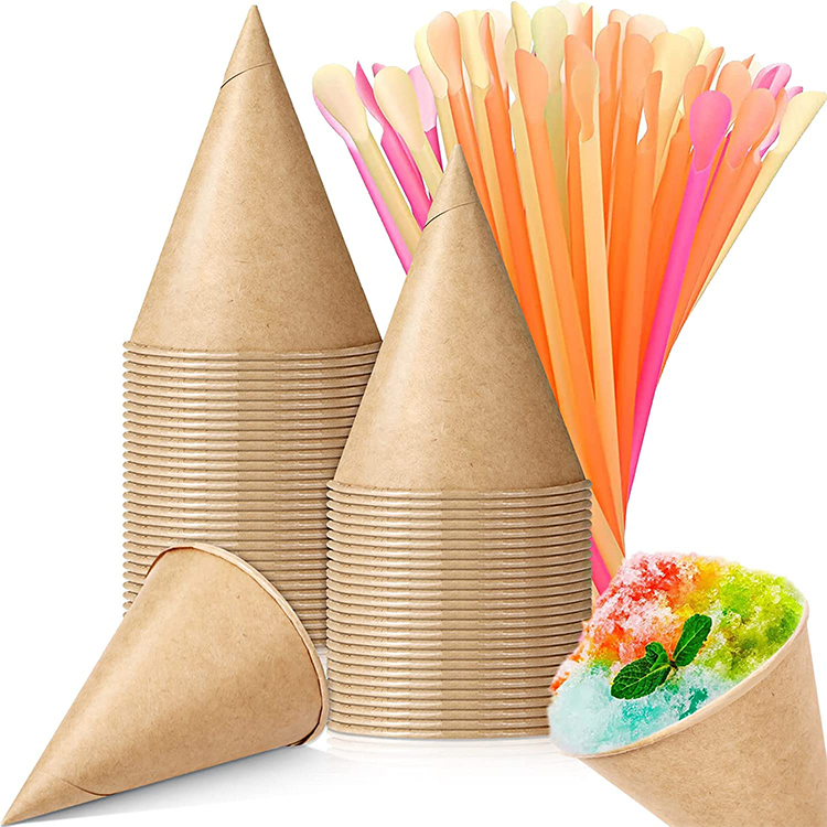 Disposable Snow Cone Cup Wholesale Snow Beverage Paper Cup Cone Ice Cream Cup