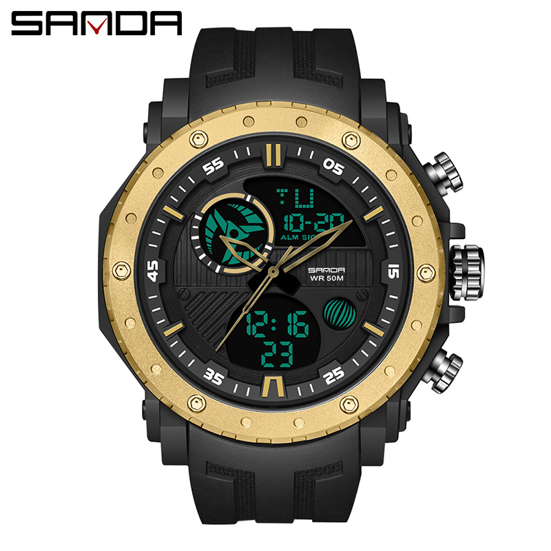 Sanda 6012 Multifunction Dual Display Electronic Watch Outdoor Sports Watch