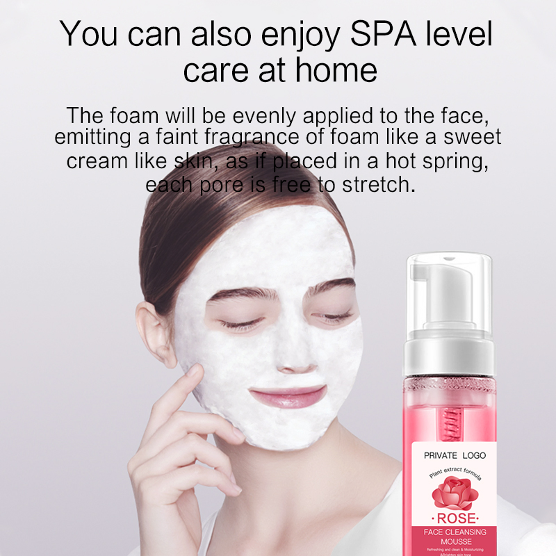 Skin Care Rose Face Wash Facial Cleansing Foaming Mousse Private Label Vegan Facial Wash