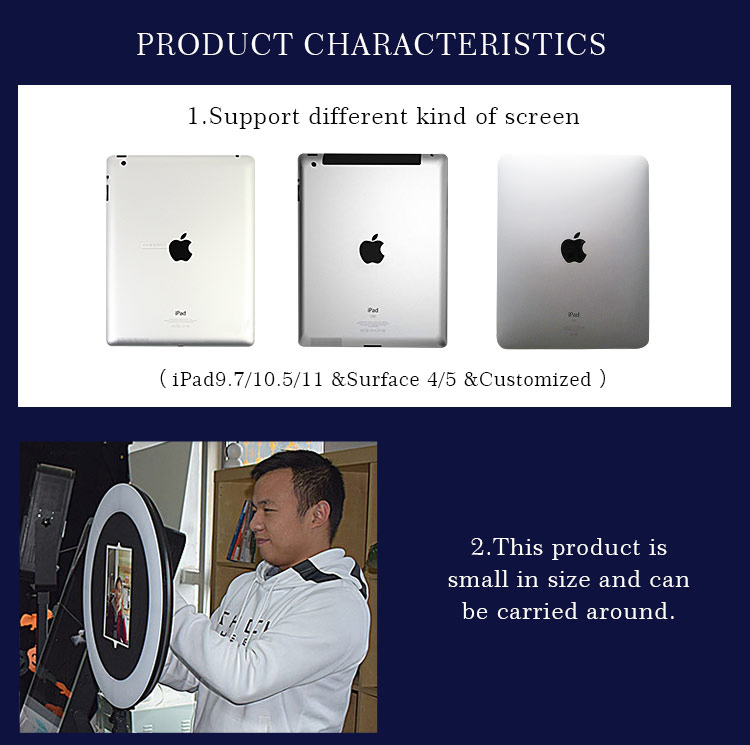 Фотобудка для iPad с кольцевой подсветкой и штативом