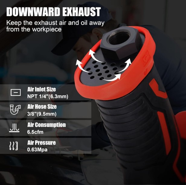 1/2 in. 1800 N. M Air Impact Wrench, with Soft Grip