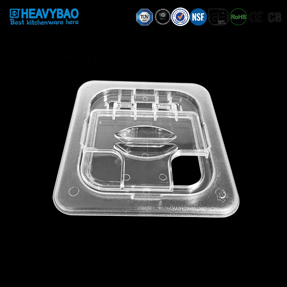 Heavybao 1/6 Plastic PC Gn Pan Lid Food Container Cover with Notched