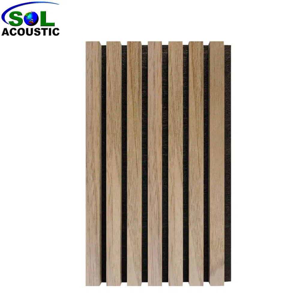 Sol Acoustic Wall and Ceiling Slatted Pet Wooden Veneer Slat Acoustic Panel
