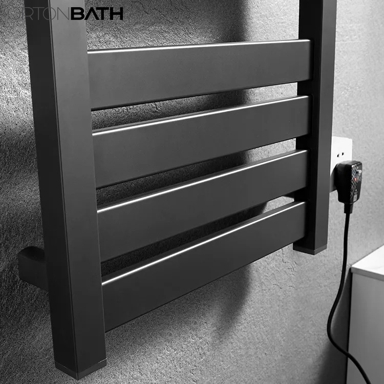 Ortonbath Towel Warmer with Built-in Timer for Bath Hardwired Heated Drying Rack Straight Bars Mirror Polish