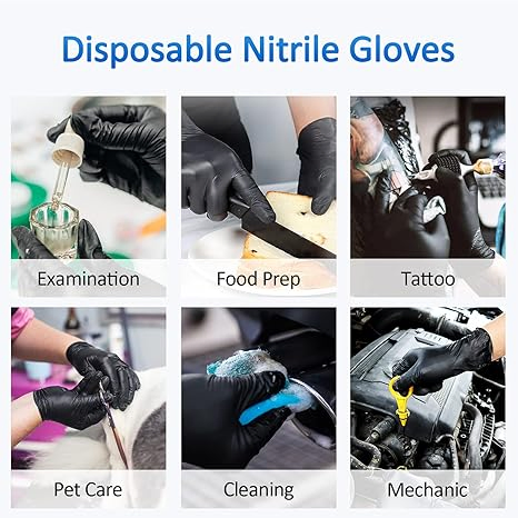 Disposable Nitrile Gloves, Chemical Resistant, Powder-Free, Latex-Free, Non-Sterile, Food Safe, 4 Mil, 100-Count