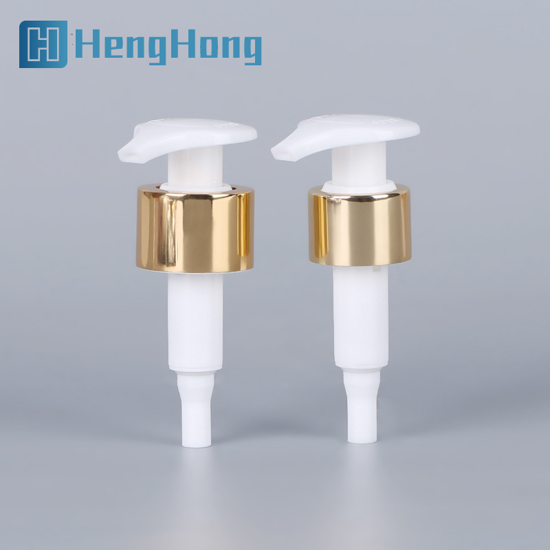 Wholesale Left Right Lock Gold Metal Aluminum Collar Dispensing Lotion Cream Pump