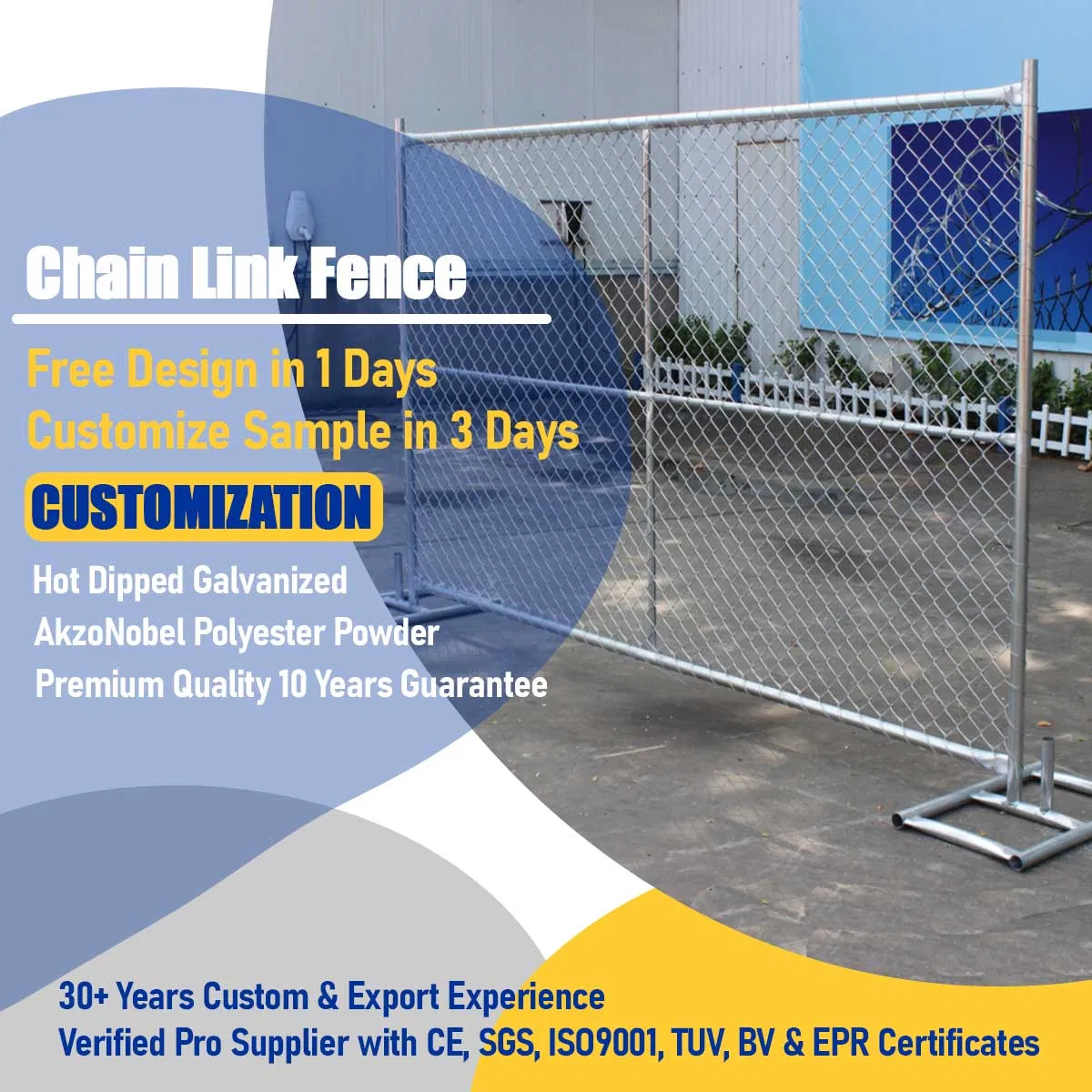 Verified Factory Durable Quality Portable Chain Link Temporary Fence Galvanized Chain Mesh Temporary Fence Panels for Construction Site Temporary Security Fence