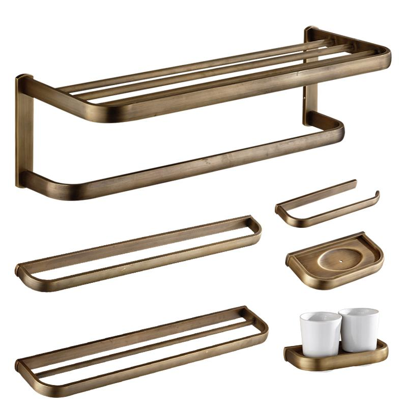 Wall Mounted Vintage Retro Antique Brass Bathroom Towel Rail Bathroom Accessory Towel Rail
