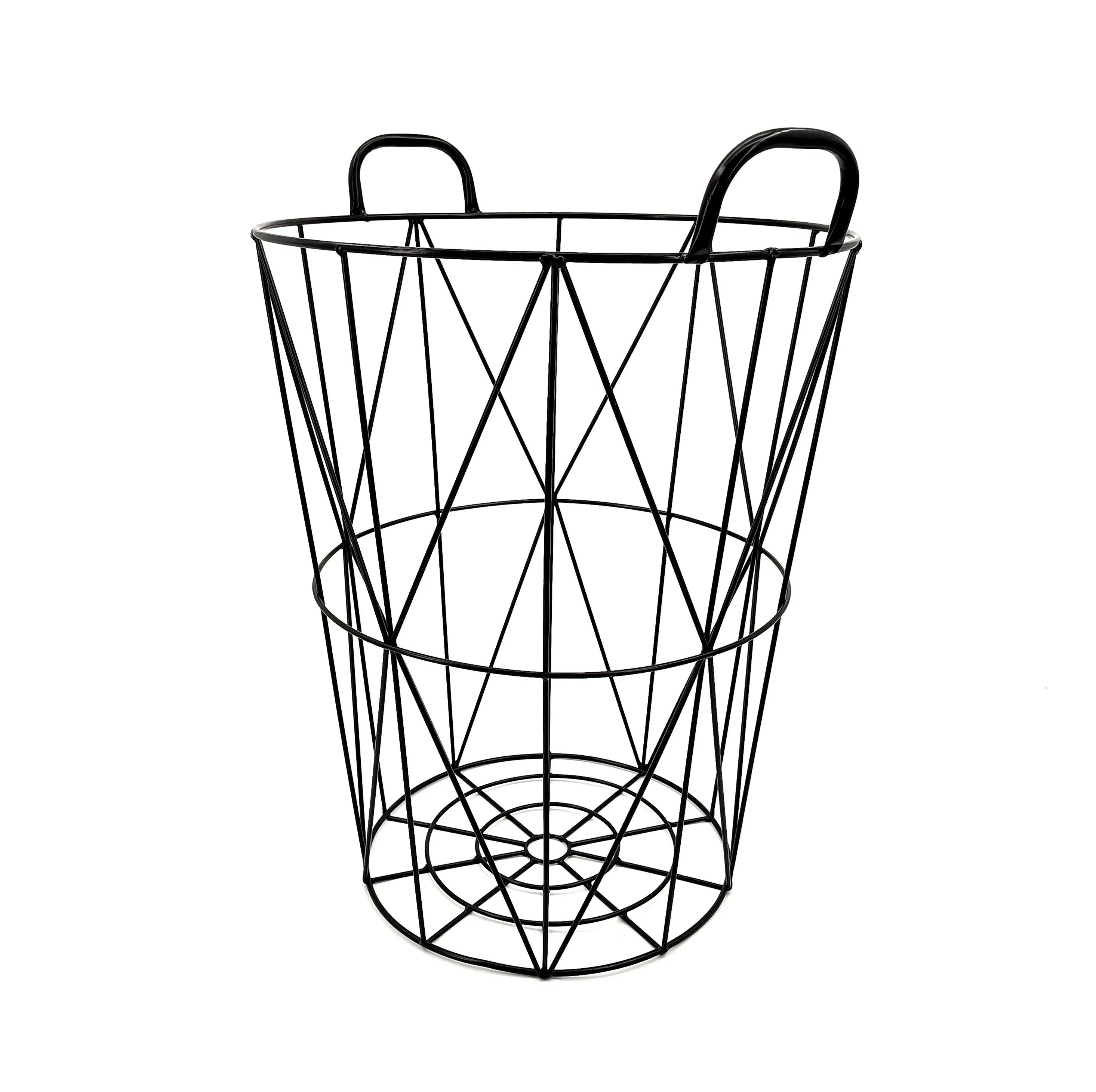 Bathroom Large Storage Metal Wire Mesh Stackable Laundry Hamper Dirty Clothes Storage Basket with Lid Removable Bag Organizer