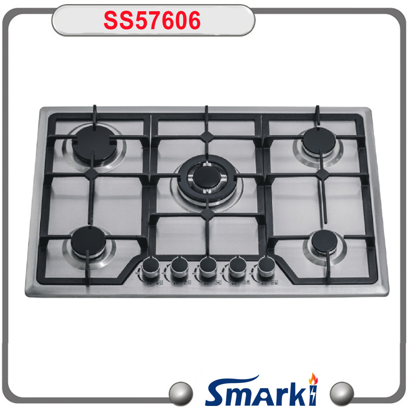 Factory Supply Stainless Steel 5 Burner LPG or Natural Gas Stove Cooker