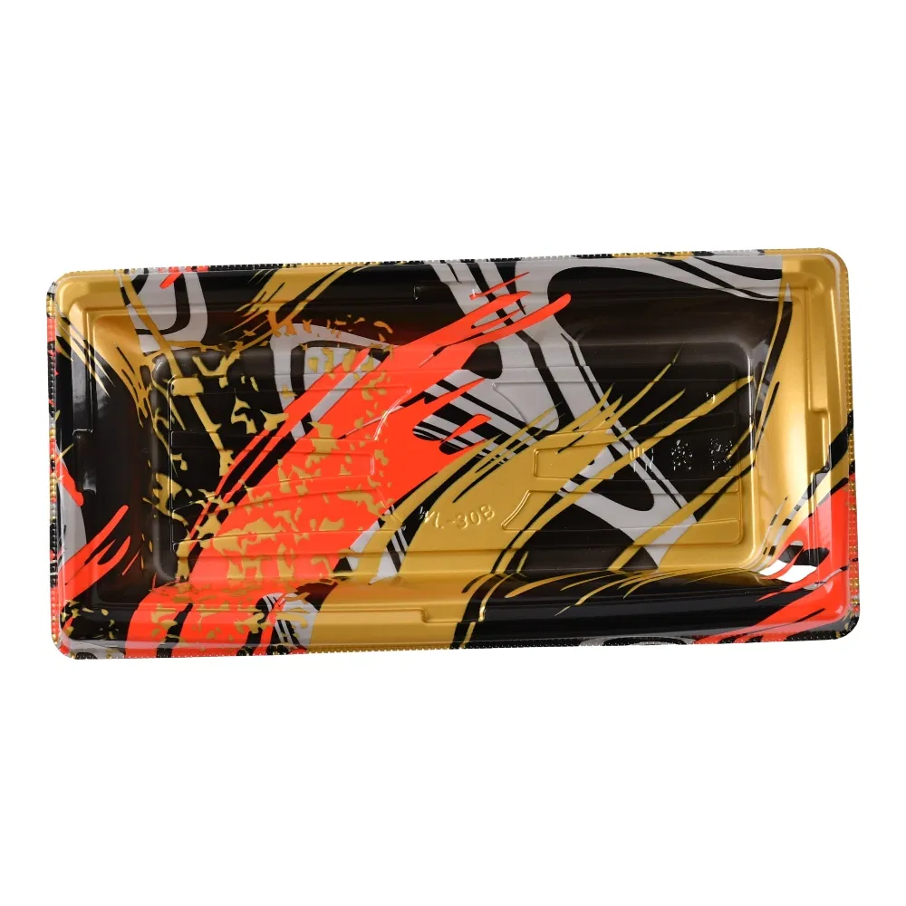 Supplier Wholesale Competitive Price Disposable Food Packaging Plastic Cnntianer Boat Shape Sushi Packaging Tray with Clear Lids